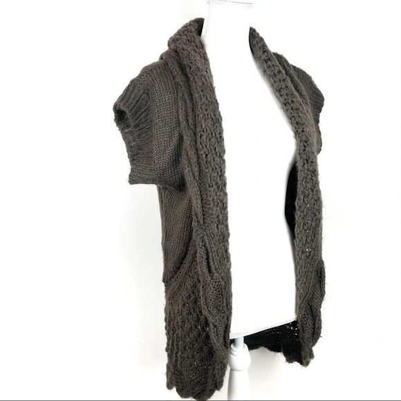 Wow Couture Brown Open Circle Chunky Knit Cardigan - Picture 7 of 8